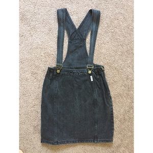 Black denim overall dress